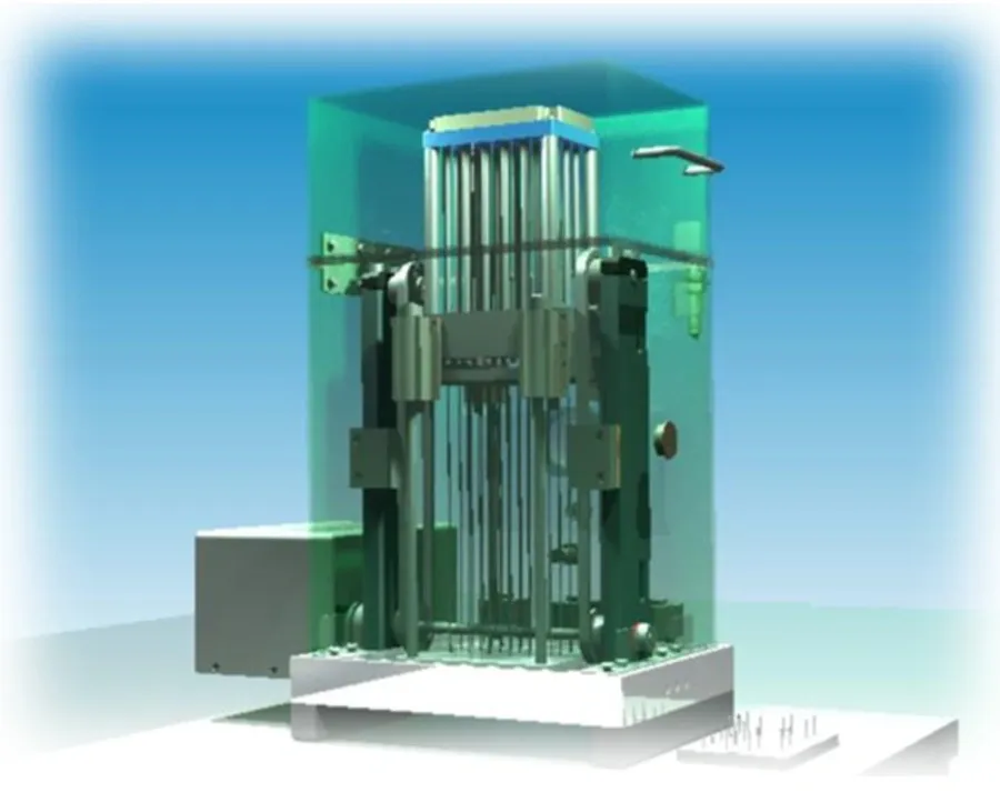 A 3 d rendering of the front end of an elevator.